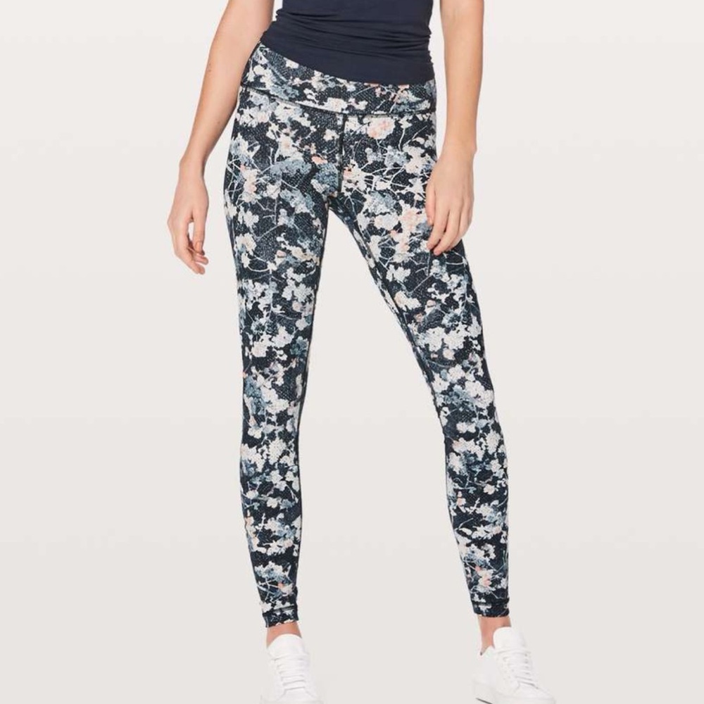 Lululemon Athletica Floral Leggings - Black and White